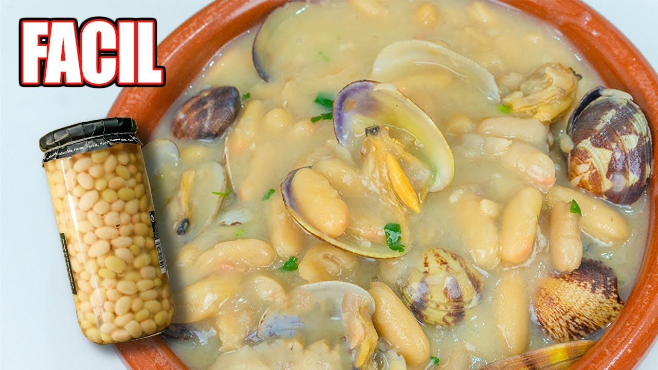 almejas con alubias blancas de bote