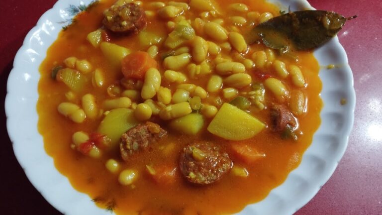 alubias con oreja y chorizo en olla express
