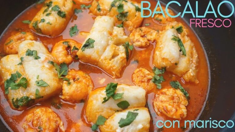 bacalao a la marinera con langostinos