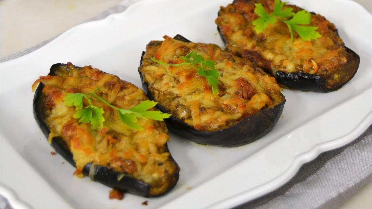 berenjenas rellenas de gambas y verduras