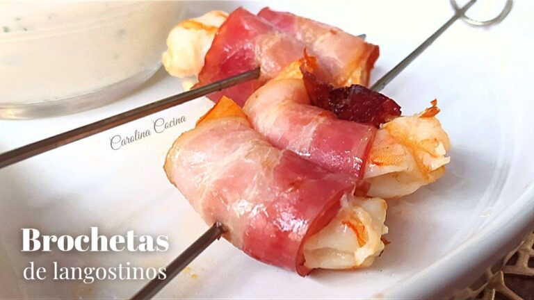brochetas de gambones a la plancha