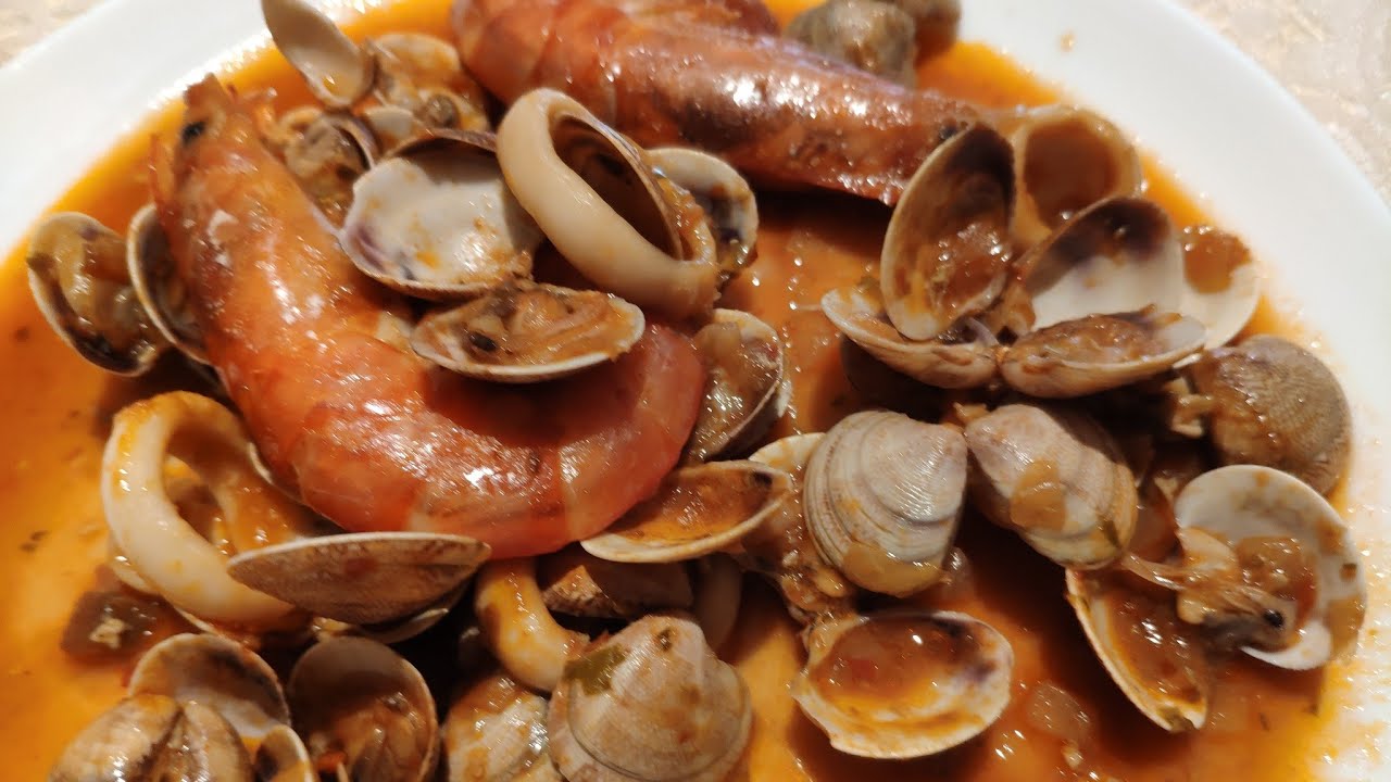 calamares y gambas a la marinera