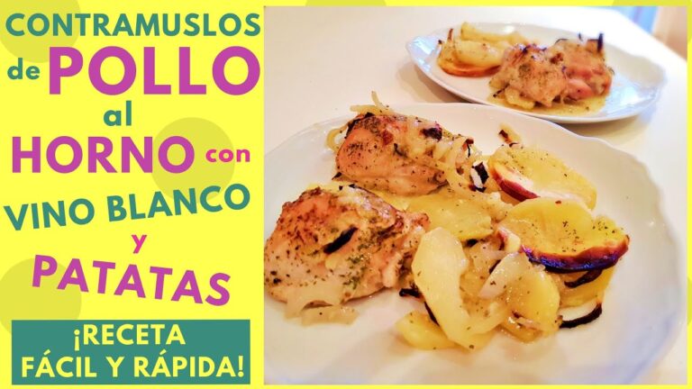 contramuslos de pollo al horno con patatas y vino blanco