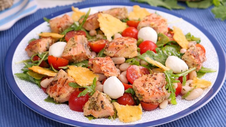 ensalada con salmón a la plancha