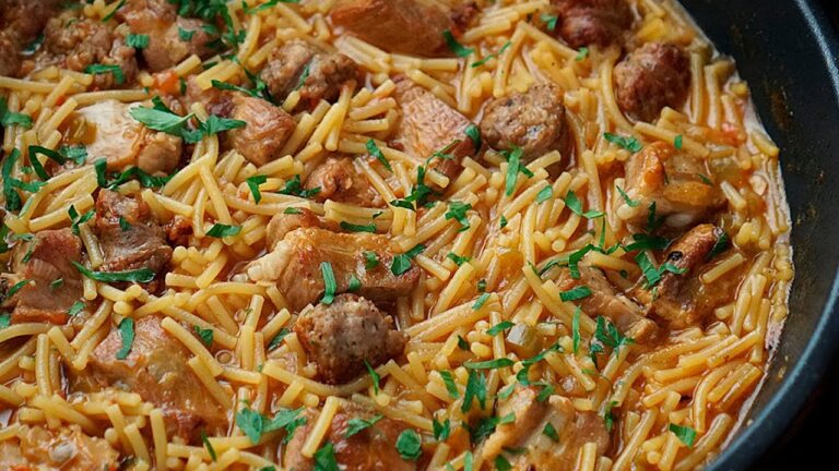 fideos a la cazuela con costilla de cerdo