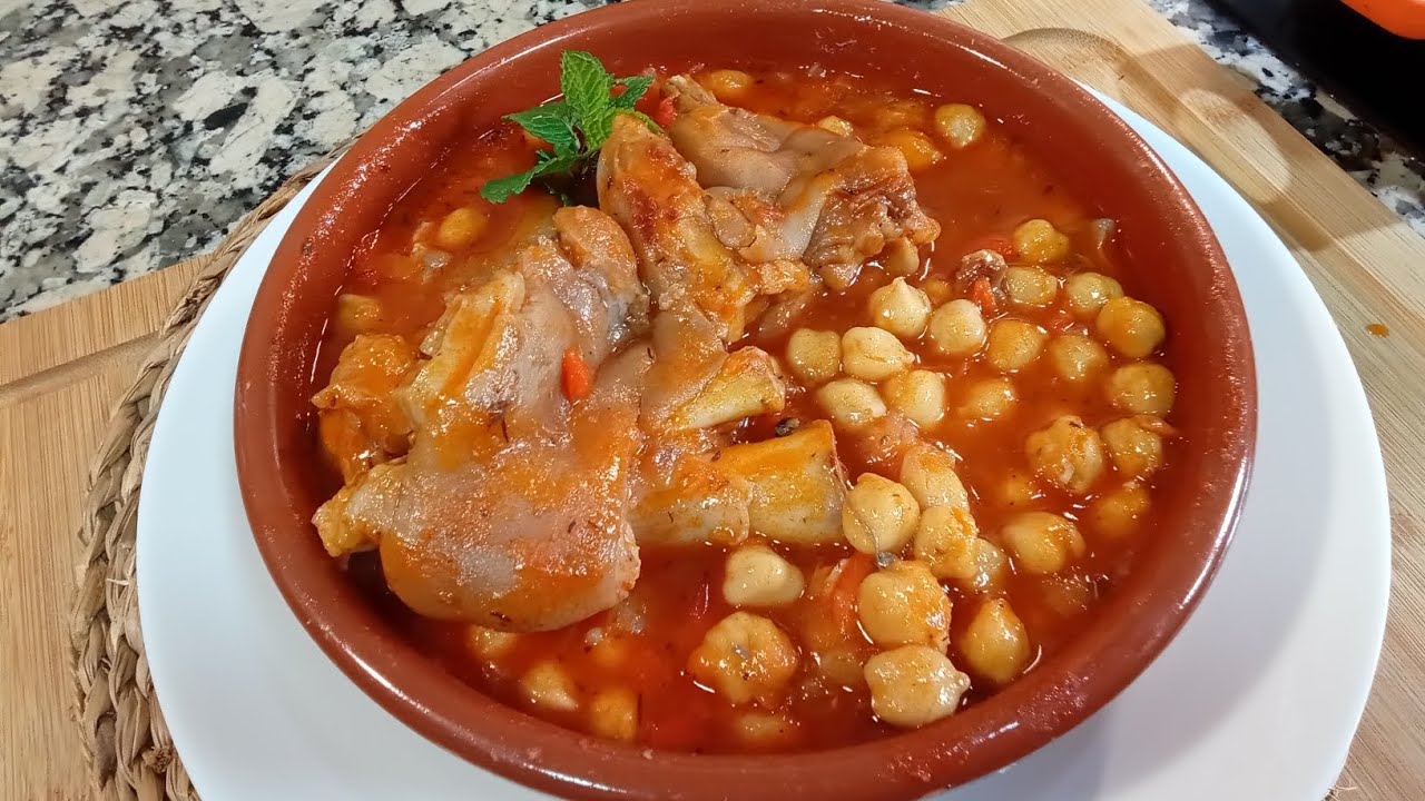 garbanzos con manitas de cerdo en olla express
