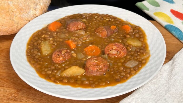 lentejas con verduras y chorizo en olla normal
