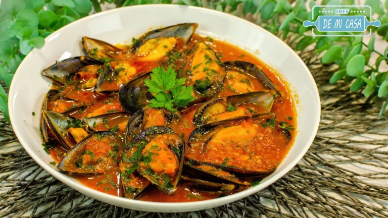 mejillones con salsa de tomate picante