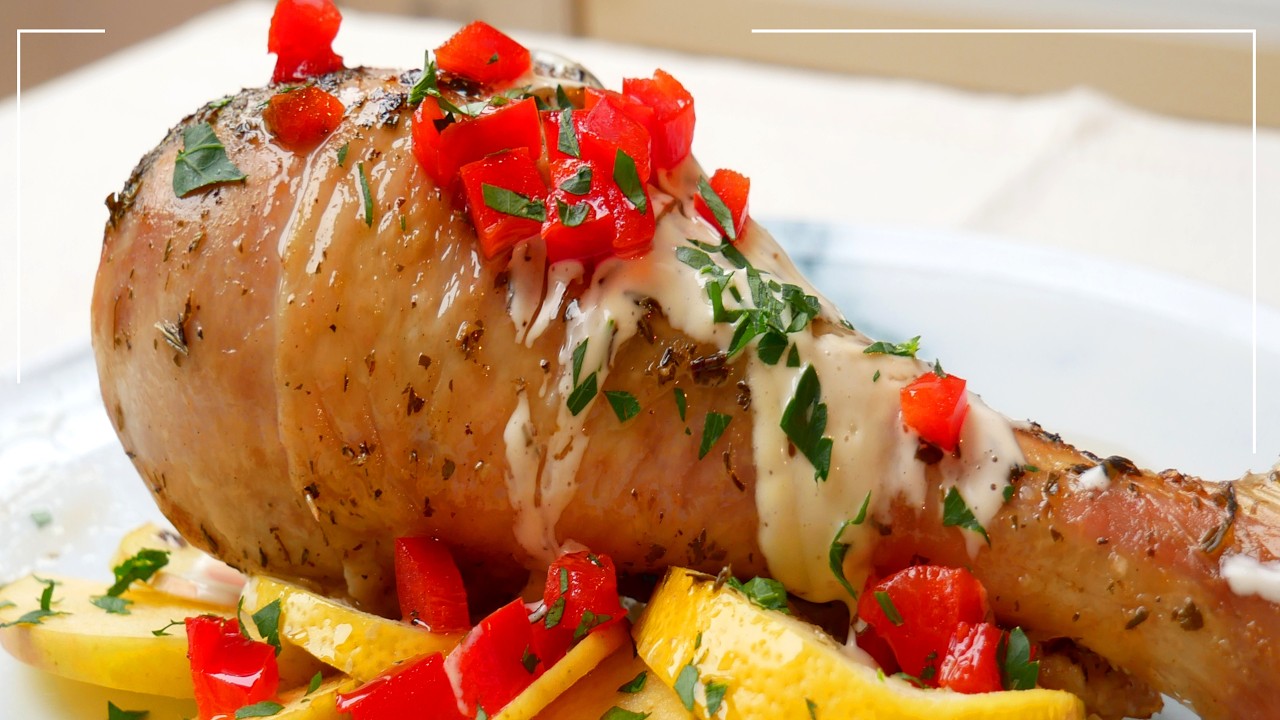 muslos de pavo al horno con vino blanco