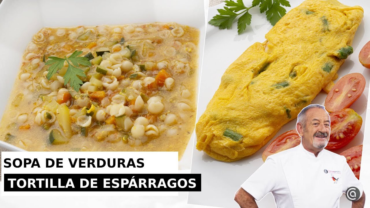 pasta con verduras y gambas arguiñano