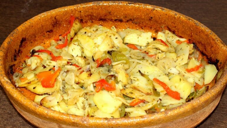 patatas panaderas al horno con pimientos