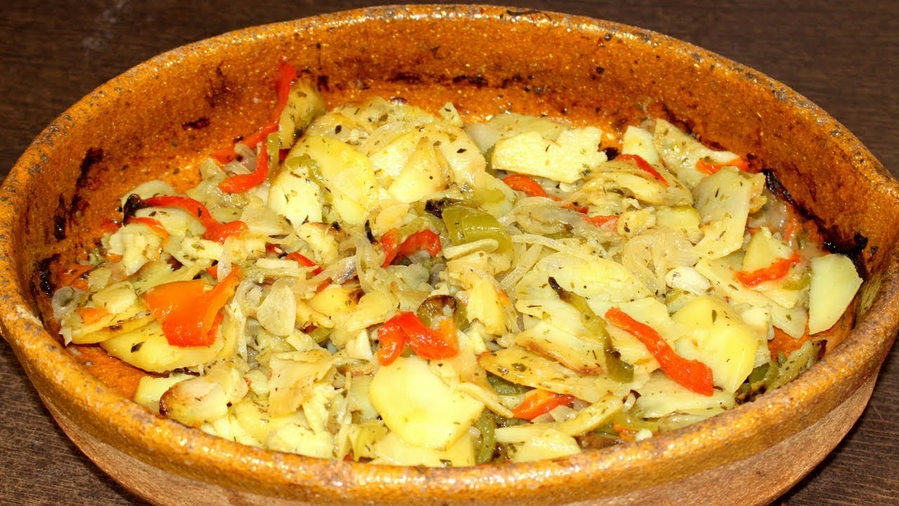 patatas panaderas al horno con pimientos