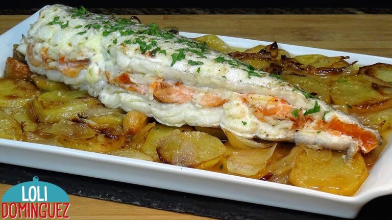 pescadilla rellena de gambas y gulas al horno