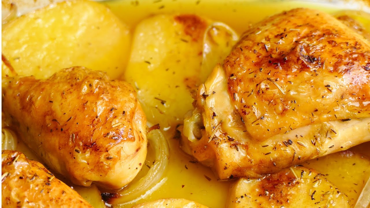 receta muslos de pollo al horno con cebolla