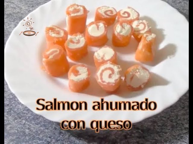 rollitos de salmon ahumado con queso philadelphia y nueces