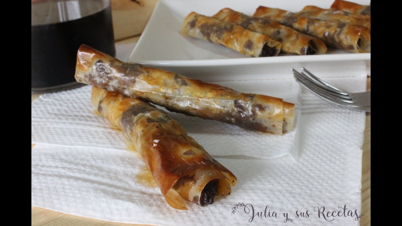 saquitos de morcilla y manzana con pasta filo