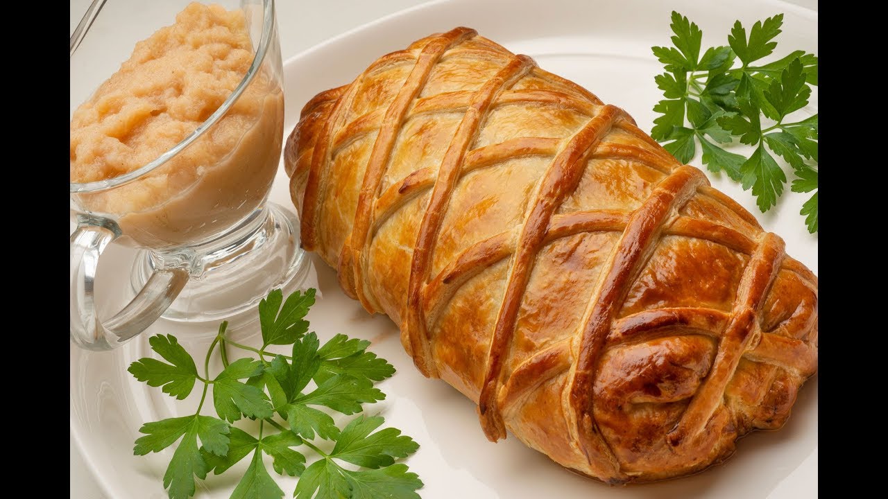 solomillo wellington con bacon y cebolla caramelizada