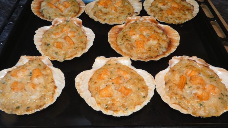 vieiras rellenas de pescado y marisco