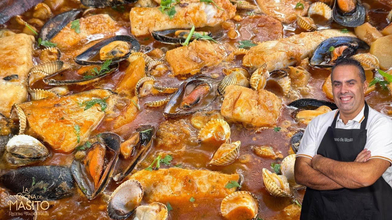 zarzuela de pescado y marisco con patatas